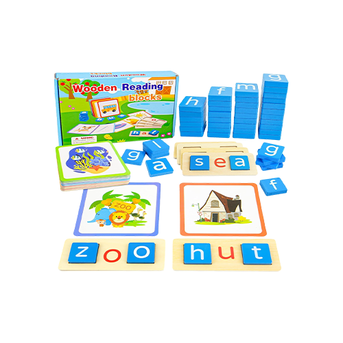 مكعبات قراءة خشبية